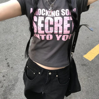 Luca Hip Girl Rockstar Lettering Short Sleeve T-shirt (3 colors)