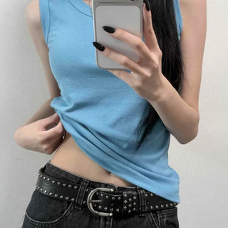 Slim Fit Plain Casual Daily Sleeveless