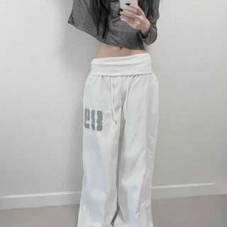 String Lettering Loose Fit Wide Daily Training Bottoms