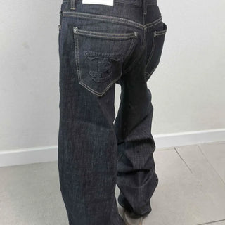 Zipper Button Loose Fit Straight Daily Long Pants