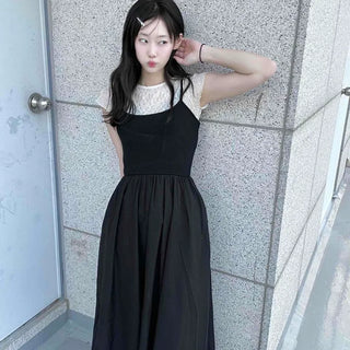 A-line Plain Strap Sleeveless Daily Long Dress