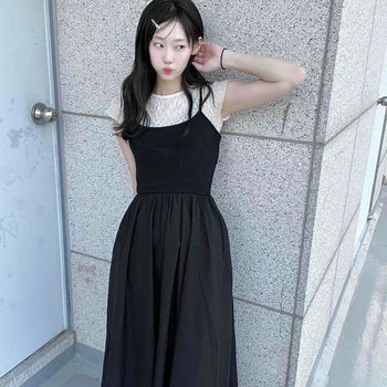 A-line Plain Strap Sleeveless Daily Long Dress