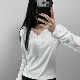 Regular Fit Three-Button Daily Long Sleeve T-Shirt