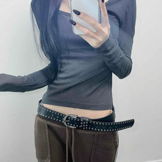 Slim Fit Plain Casual Daily Long Sleeve T-shirt