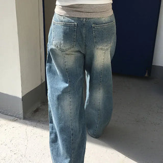 Barrel Back Slit Wide Denim Pants 1 color
