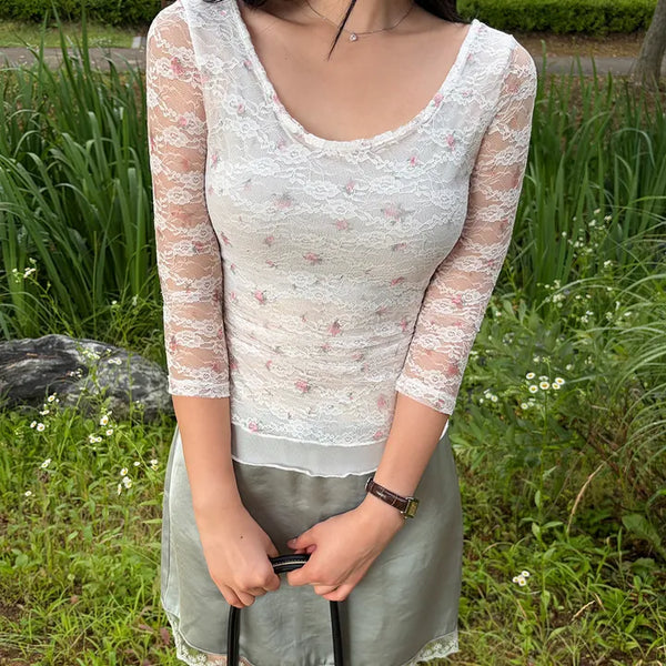 Florming Lace Sleeveless T-shirt