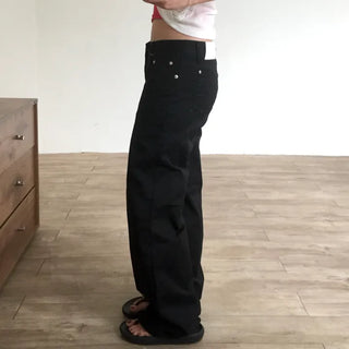 Cotton Slub Straight Low Pants