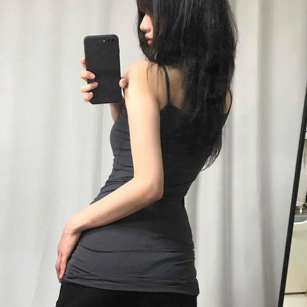 Lubam Slim Fit Strap Long Sleeveless Top