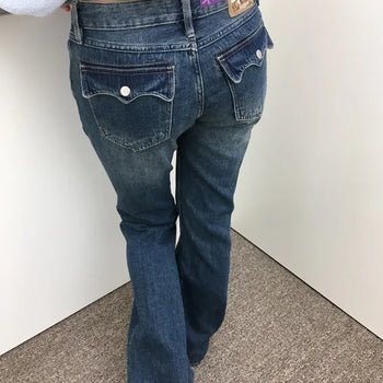 *Muand* Flap Back Pocket Bootcut Denim