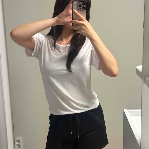 Ruhi Plain Loose Fit Round Neck Daily Short Sleeve T-shirt