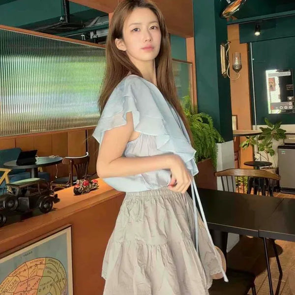Pintuck Flare A-Line Daily Mini Skirt