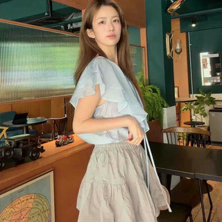 Pintuck Flare A-Line Daily Mini Skirt