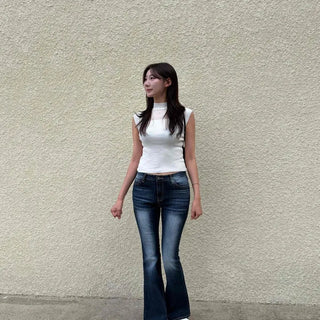 Washed Flap Pocket Slim Fit Bootcut Long Pants