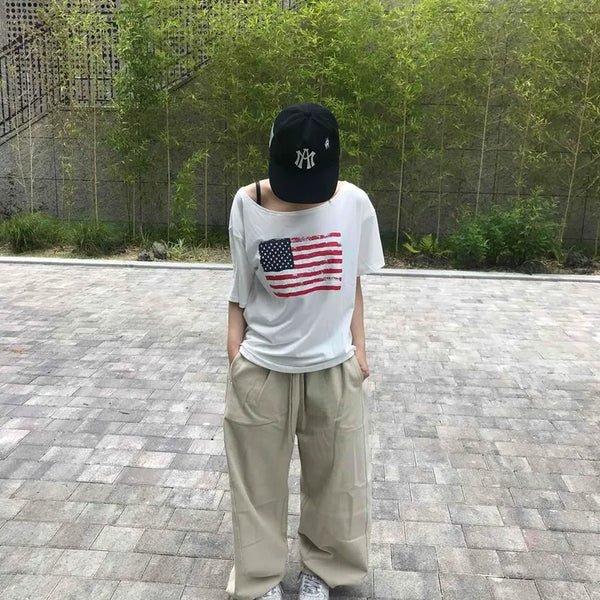 Washed Print Loose Fit Short Sleeve T-shirt
