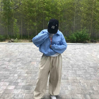 Plain Zip-Up Oversized Long Sleeve Windbreaker