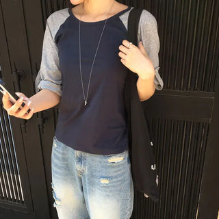 Rolled-up Raglan Sleeve T-shirt 2 colors