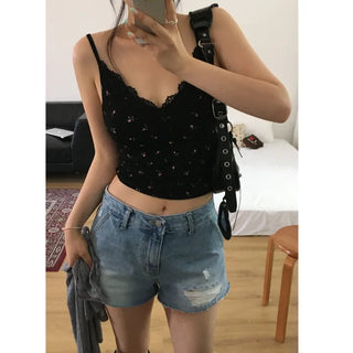 Cherry Sleeveless Top with Built-in Cap