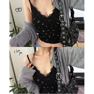 Cherry Sleeveless Top with Built-in Cap