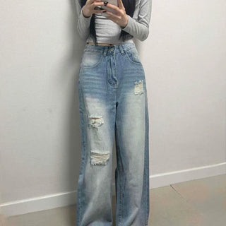 Washed Button Loose Fit Wide Daily Long Pants