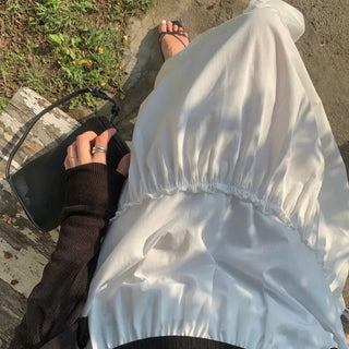 Femme Pintuck Tiered Flare Elastic Long Skirt