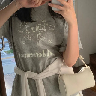Dog Print Oversized Short Sleeve T-shirt