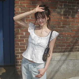 Kairen Flower Punching Smoke Blouse