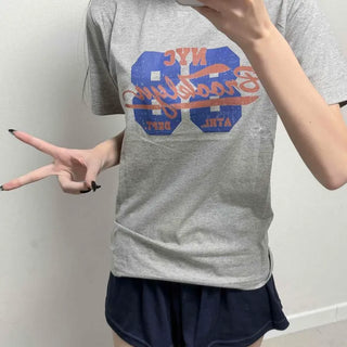 Regular Fit Graphic Numbering Lettering Daily Short Sleeve T-shirt