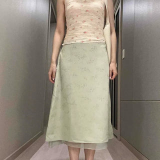 Flower A-line Regular Fit Daily Midi Skirt