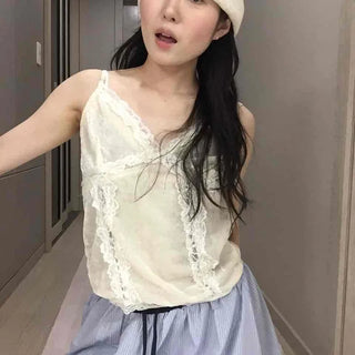 Shirred Strap Plain Loose Fit Daily Sleeveless