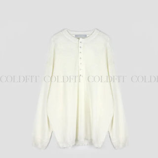Boyfriend fit half-button knit