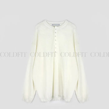 Boyfriend fit half-button knit