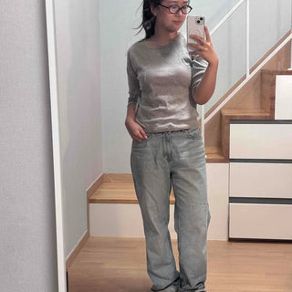 Plain Loose Fit Relaxed Fit Daily Long Sleeve T-shirt