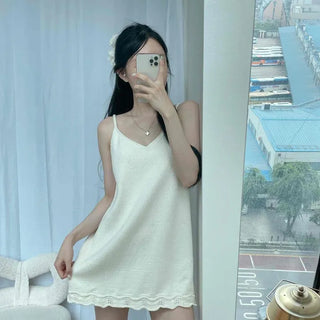 Strapped Loose Fit A-Line Plain Sleeveless Daily Mini Dress