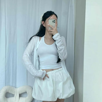 Shirred Ball-line Daily Casual Mini Skirt