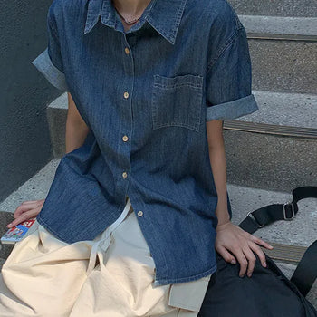 Kurin Roll-up Short Sleeve Denim Shirt