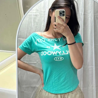 Washed Lettering Print Regular Fit Short Sleeve T-shirt