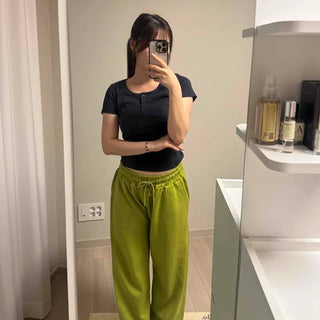 Robel String Plain Wide Loose Fit Daily Training Bottoms