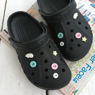 (10 pcs) Angel Dot Button Schwitz Set Wings Star Polka Dot Mint Pink Shoe Decor Slipper Parts Charm Shoe Decorating Set