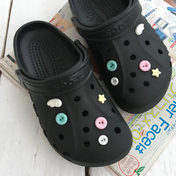 (10 pcs) Angel Dot Button Schwitz Set Wings Star Polka Dot Mint Pink Shoe Decor Slipper Parts Charm Shoe Decorating Set