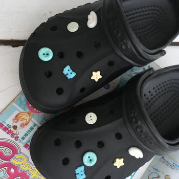 Special Feature (10 pcs) Angel Mint Button Schwitz Set Wings Star Ribbon Dot Slipper Parts Charm Shoe Decorating Set