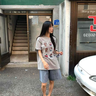 Loose-fit Washed Straight Casual Shorts