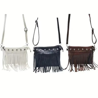 Studded Tassel Mini Leather Bag  / Minimal Crossbody Bag Mini Bag Studded Bag Body Bag Vintage Y2K Bohemian