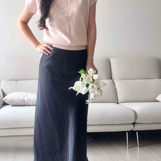 Zipper Pintuck A-Line Daily Long Skirt