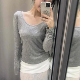Seo Slim Fit Plain Daily Long Sleeve T-shirt
