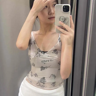 Strap Flower Fitted Slim Fit Sleeveless