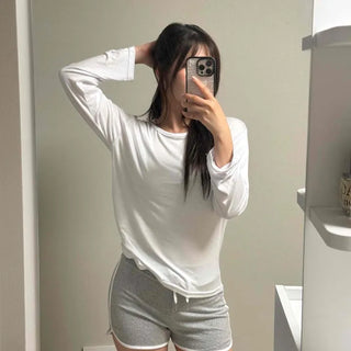 Plain Loose Fit Daily Long Sleeve T-shirt