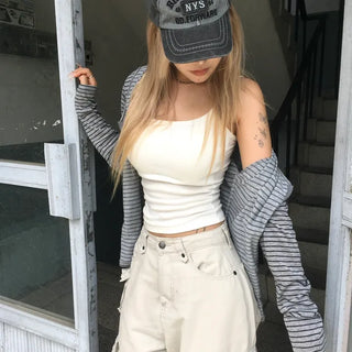 Bubble Stripe Slim U-Neck Zip-Up Hoodie