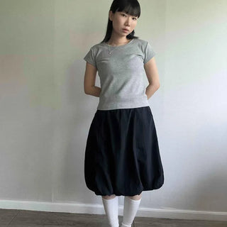 Shirred Unique Daily Midi Skirt