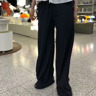 Porus Women's Nylon String Wide Elastic Waist Summer Long Pants