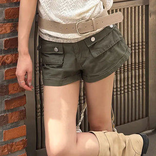 Front Button Roll-up Shorts